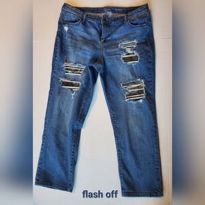 Style & Co. Women's Distressed Boyfriend Blue Jeans Sz 16W